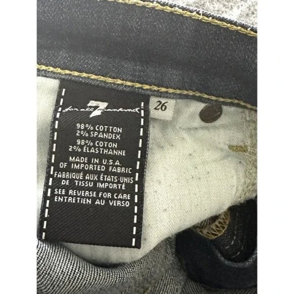 7 FOR ALL MANKIND WOMENS JEANS THE SKINNY SIZE 26 7FAM SKINNY JEANS DARK WASH - Picture 4 of 7